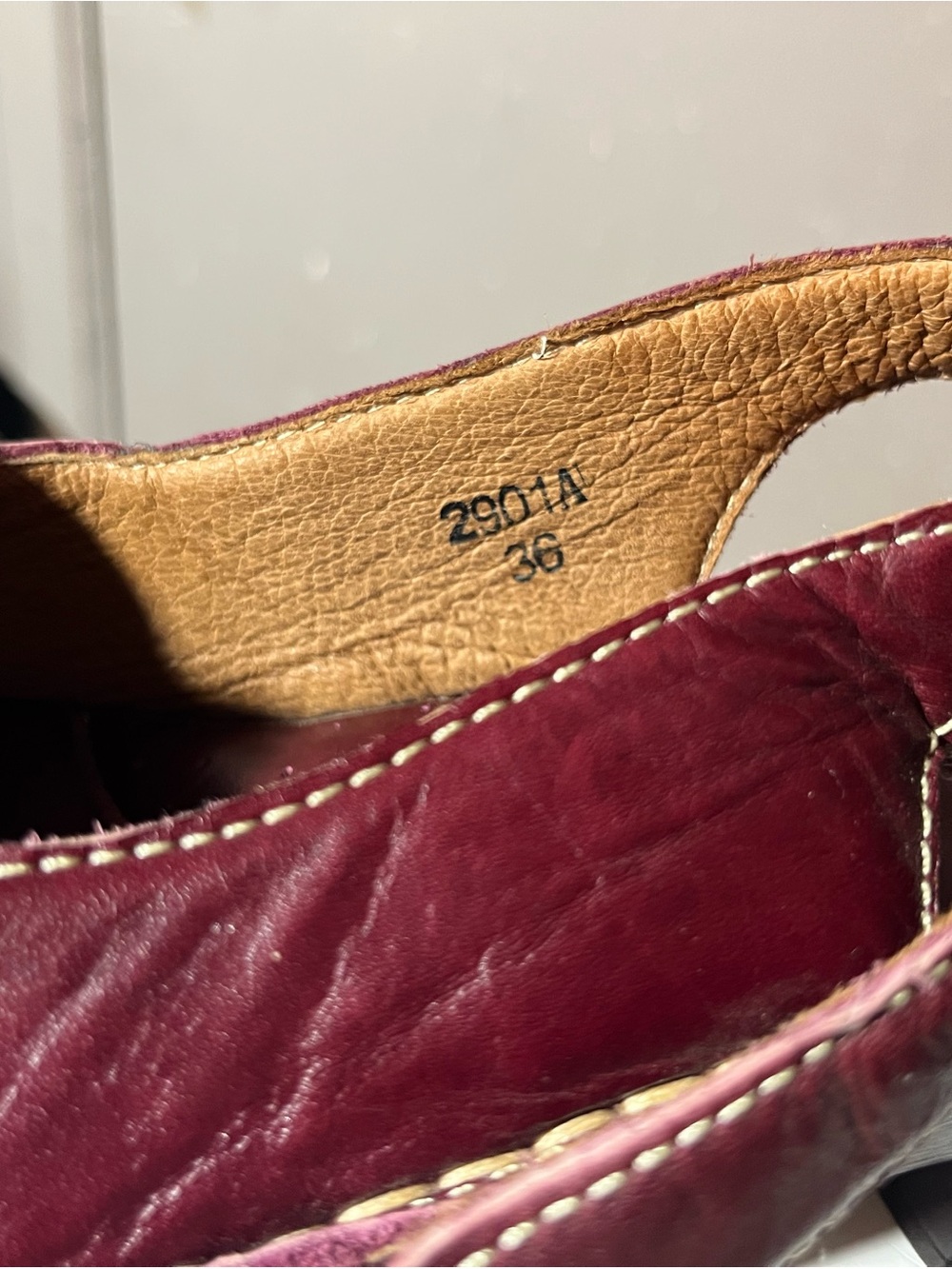 Women’s Burgundy Leather Slingback Wedge Loafers - Picture 5 of 6